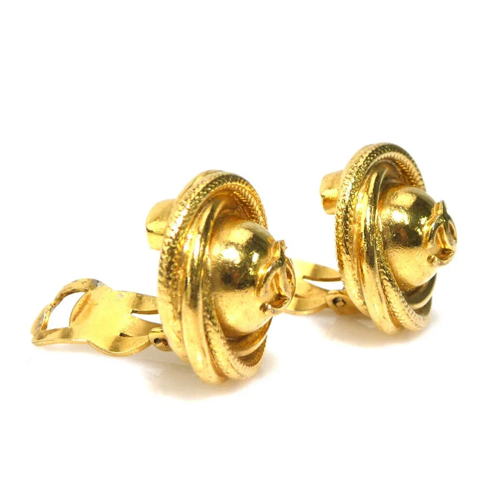 CHANEL Gold Logo Earrings